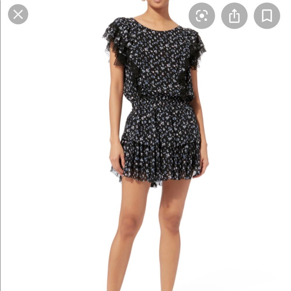 LoveShackFancy Dress Black Floral XS